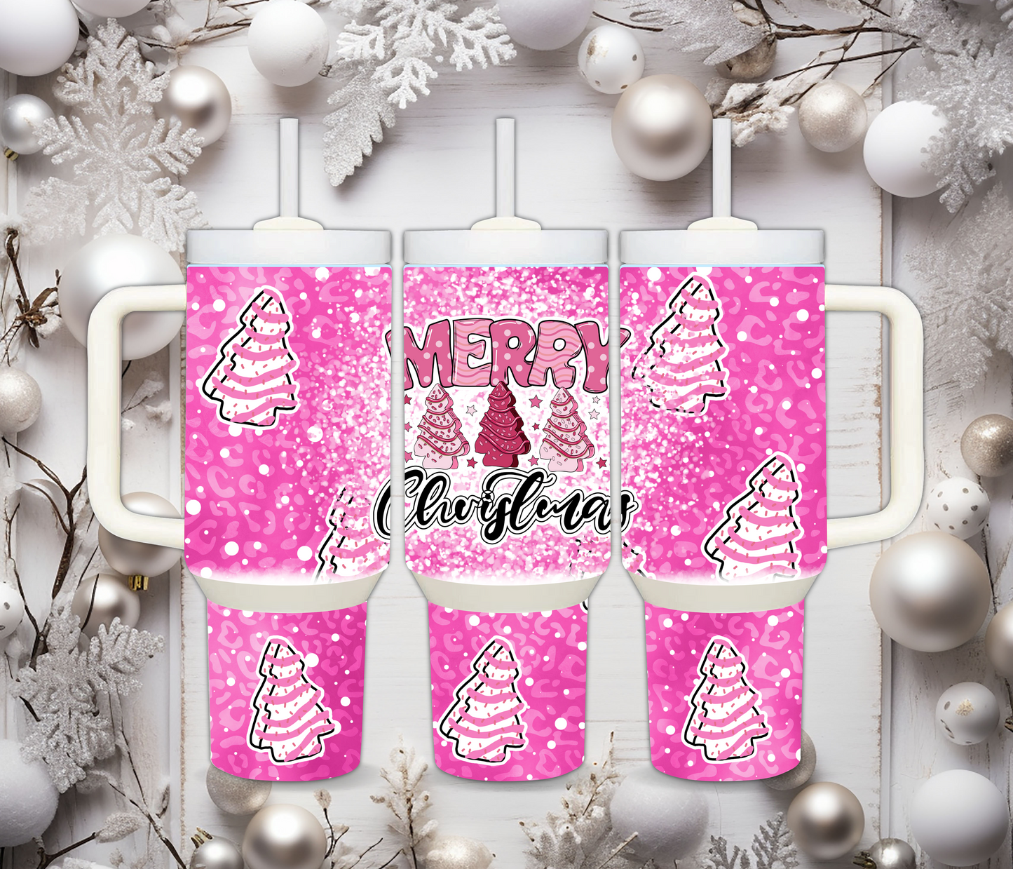 Pink Merry Christmas Cup