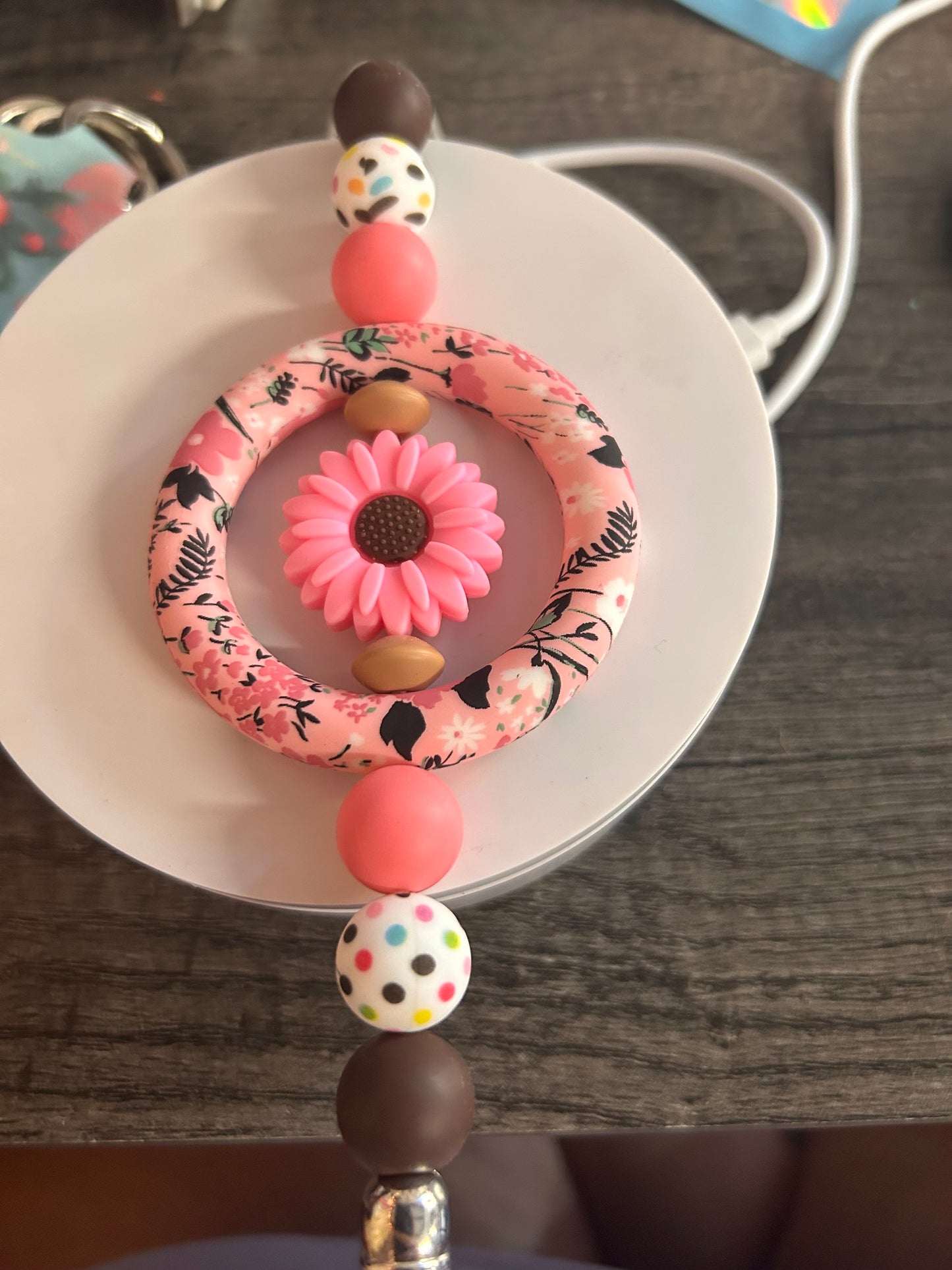 Pink Flower Car Charm