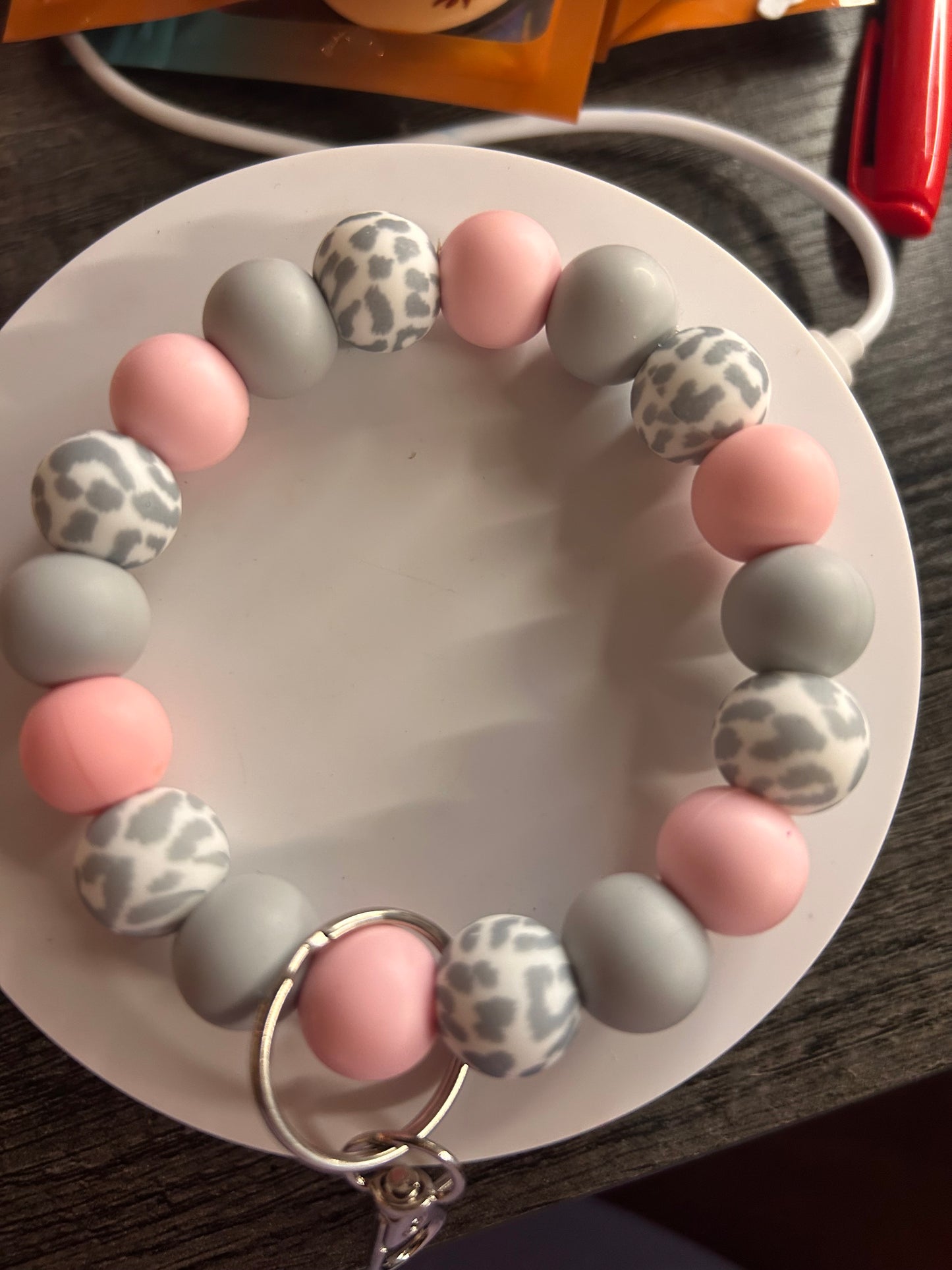 Pink & Grey Wristlet