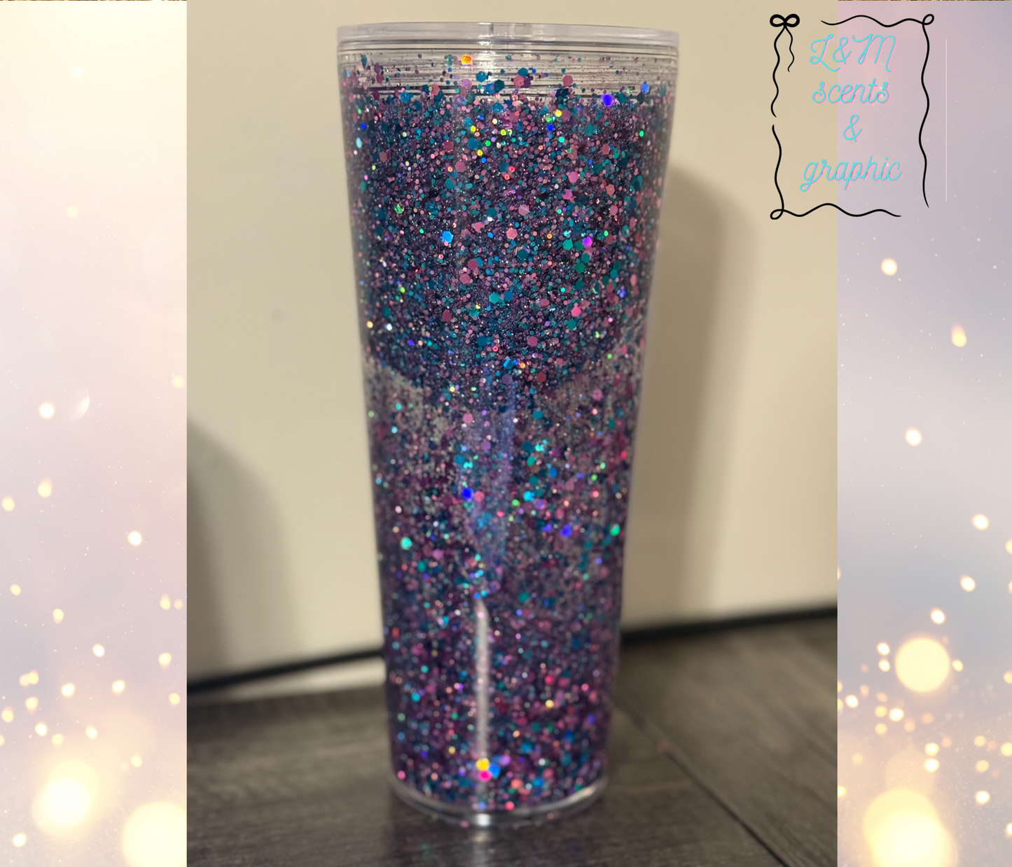 Snow Globe Tumbler Lavender/Turquoise