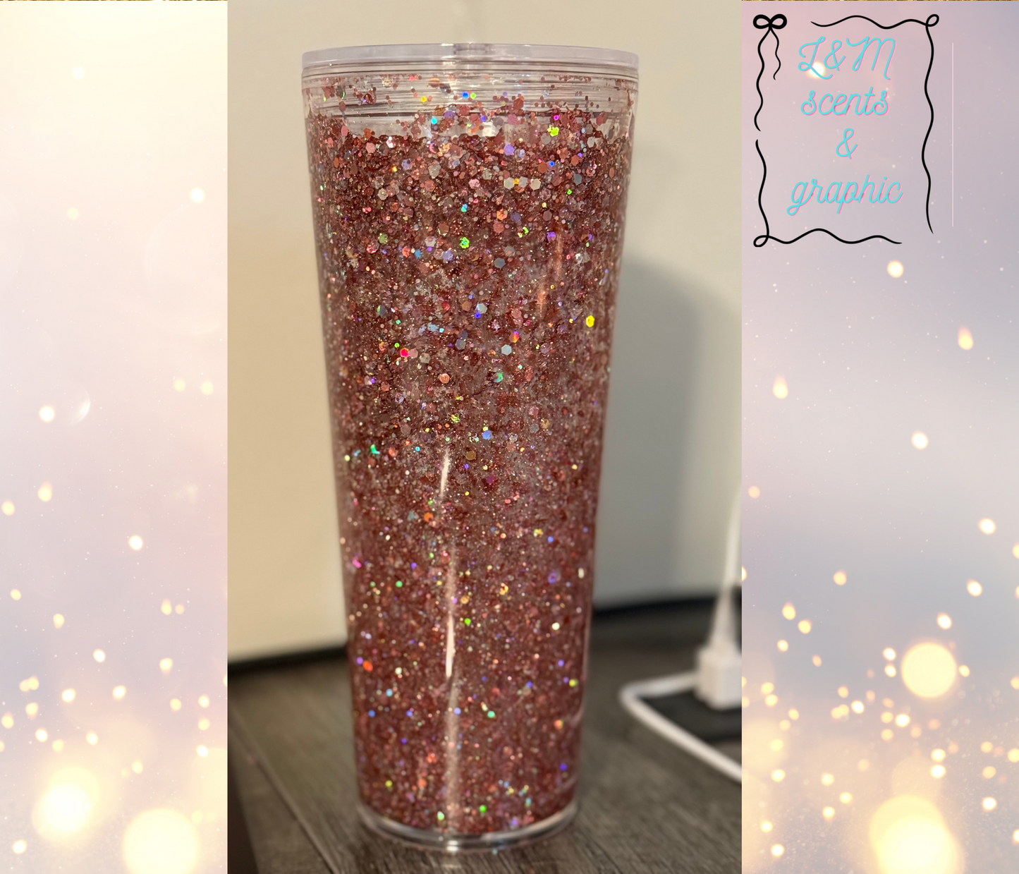 Snow Globe Tumbler Pink/Silver