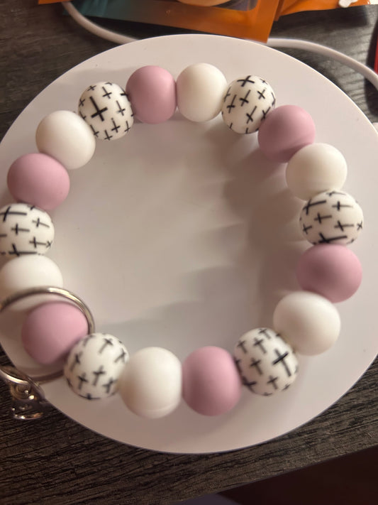 Purple & White Cross Wristlet