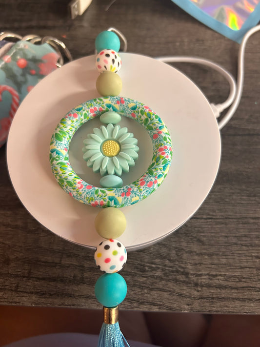 Green Flower Car Charm