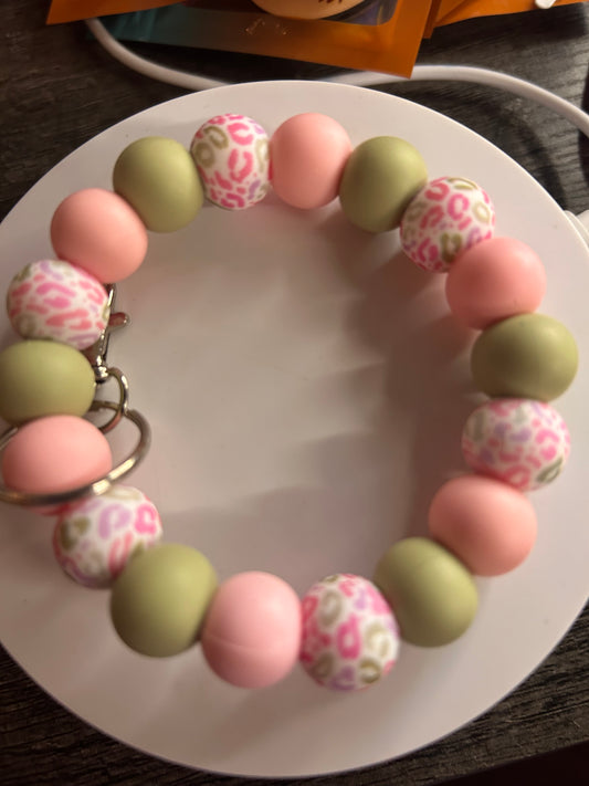 Pink & Green Wristlet