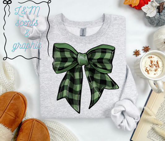 Green Plaid Bow