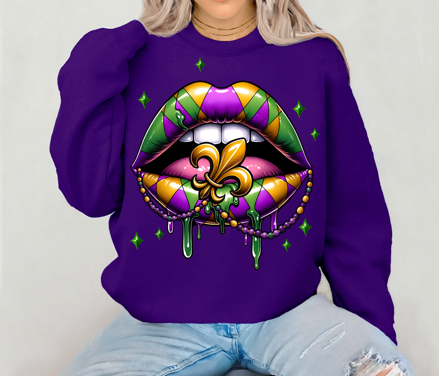 Mardi Gras Lips With Fleur-De-Lis