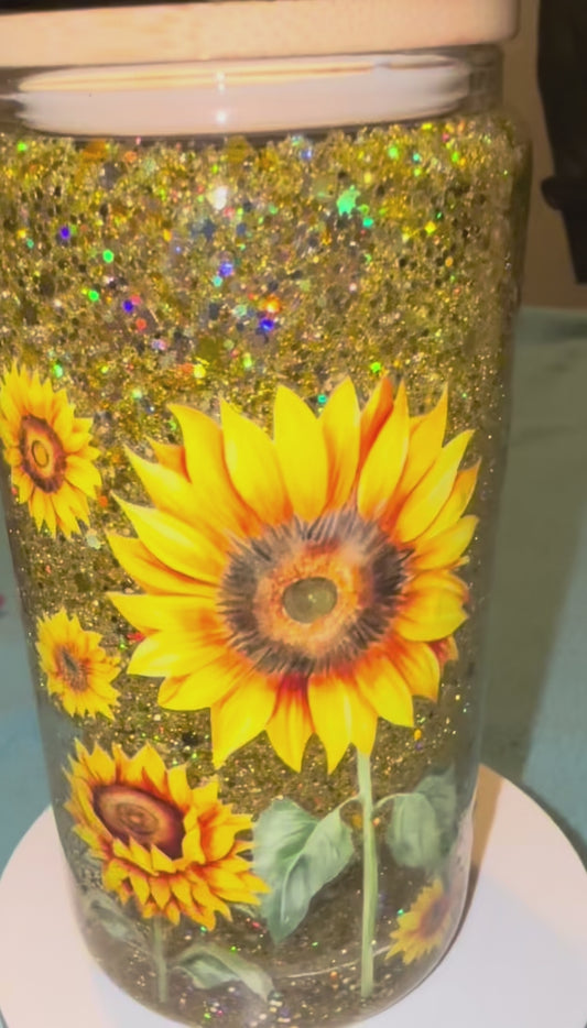 Family Recipe With Sun Flowers Glass Tumbler